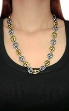 Chaîne Collier grain de café en acier 316L doré 62 cm x 14 mm