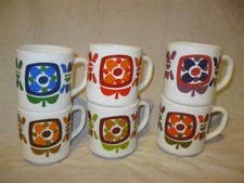 Vintage Lot Ancienne VAISSELLE LOTUS MOBIL 6 MUG TASSE COLORIS DIFFÉRENTS Café