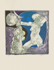 GÉRARD LECOMTE NU (FOND MAUVE) 1975 lithographie signée