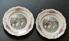 2 ASSIETTE PLATE FAIENCE SARREGUEMINES OBERNAI LOUX ANCIEN CHEVAUX EN ALSACE
