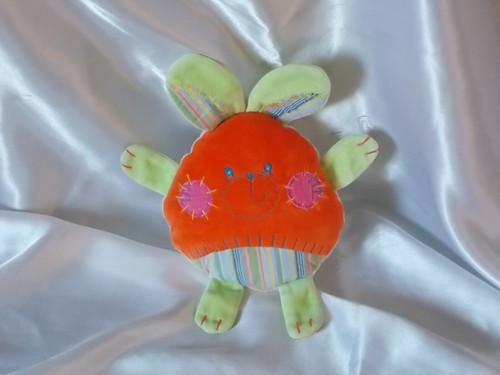 Doudou lapin orange vert - lapin,