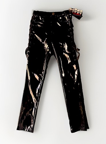Black pvc vinyl - lace-up, skinny