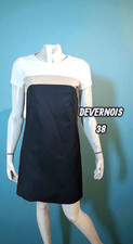 Devernois Taille 38  Superbe robe doublée manches courtes noire beige crème