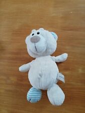 Doudou Peluche My First Nici Ours Beige Bleu Rayé Queue Jaune 25 Cm