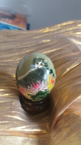 Oeuf jade motif chat - oeuf,