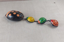 Ancien jouet en tôle mécanique à clé, famille coccinelle, Joustra 1036