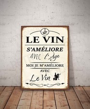 Plaque métal vintage citation Le vin Décoration Déco affiche alcool cave