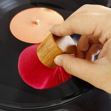 Brosse de nettoyage pour disque vinyle, manche en bois antistatique doux pour