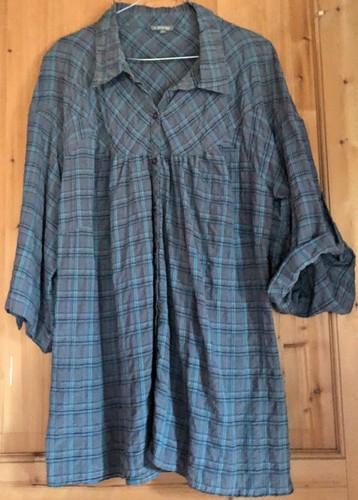Blouse carreaux gris turquoise - carreaux,