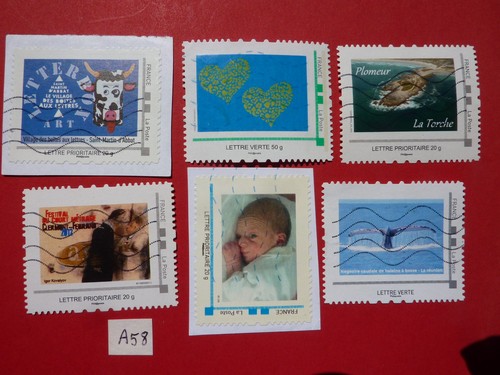 Lot de 6 timbres - a,