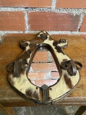 Miroir ancien cuir vachette - miroir,