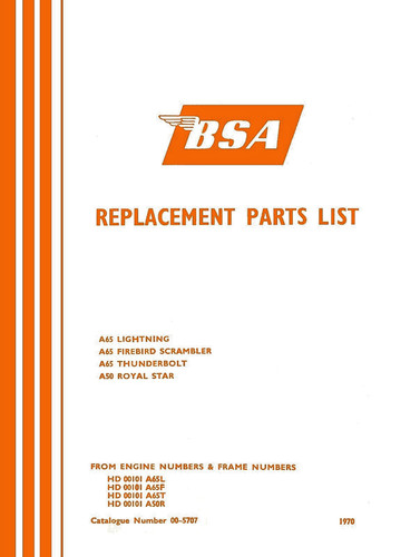 Livre pièces bsa a65 - livre, de