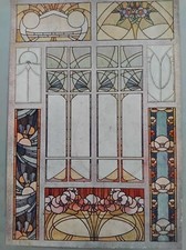 ART NOUVEAU VITRAIL GRAVURE