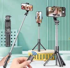 Trépied Perche À Selfie Avec Télécommande Bluetooth Amovible 360° Rotation