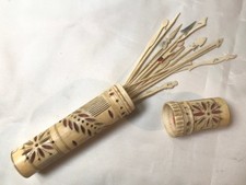 Jeux Ancien de JONCHETS- XIX th. Os Sculpté - SPELLICANS FEDERSPIEL