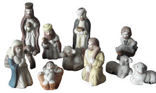 Crèche complète9/ 10/11 au choix santons biscuit ange+Mini crèche petite étable.