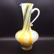 Vase pichet verre soufflé opaline coloré jaune bleu Carlo Moretti Murano XXème