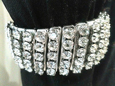 Bracelet vintage avec cristaux rétro harmonica bracelet couleur argent comme neuf