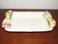 PLAT À ASPERGES EGOUTTOIR EN BARBOTINE TBE 