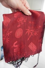 Echarpe foulard étole 100 % soie naturelle du Vietnam rouge à reflets - Unisexe