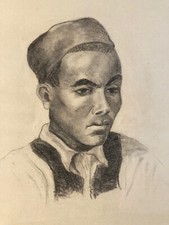 Beau Fusain portrait Jeune