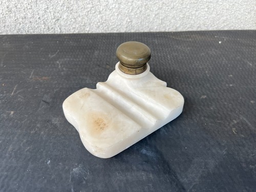 Encrier ancien blanc - , laiton