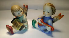 2 bougeoirs HUMMEL GOEBEL, petits anges avec luth et accordéon Noël  W. GERMANY