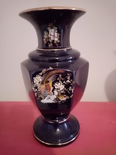 Vase céramique bleu -  vase,