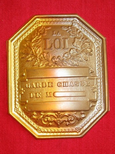 Plaque garde chasse - de, *