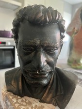 Sculpture Buste Johnny Hallyday 45 cm plâtre polyester patine de finition bronze