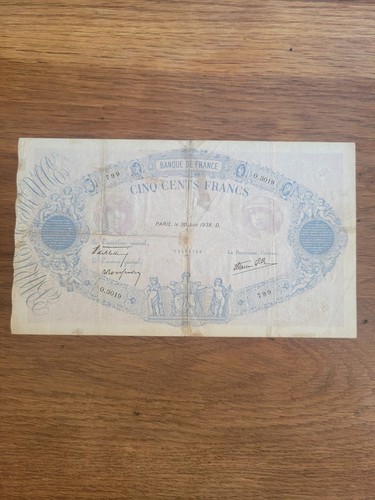 France billet ancien - 500, cinq