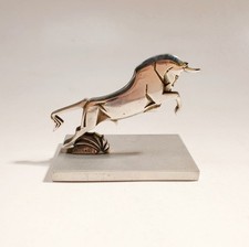 Jean-Pierre Morante Mascotte Sculpture Taureau combattant  Bronze argenté