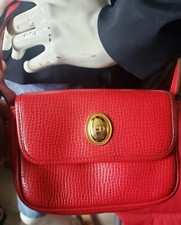 Christian DIOR Sac à main bandoulière  ancien vintage cuir grainé rouge