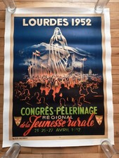 FALCUCCI Lourdes 1952 Jacf Pèlerinage Tourisme France Affiche Poster Original 