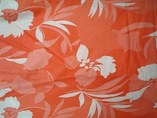 COUPE TISSU COTON SATINE FLEURS ET POIS CORAIL / ECRU