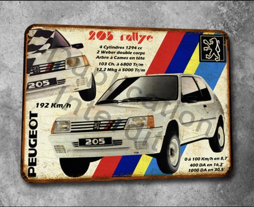 Plaque métal peugeot 205 - peugeot,