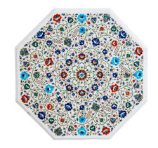 24 " Marbre Centre Canapé Table Floral Art Incrustation Travail Maison Pièce