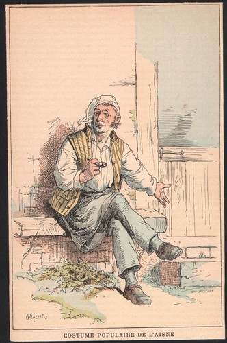 Ancienne gravure aquarellée