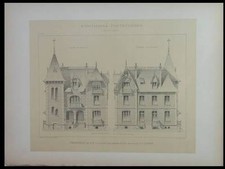 AULNAY SOUS BOIS, VILLA LE CASTELET - 1895 - GRANDE LITHOGRAPHIE- 22 BD GALLIENI