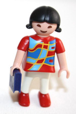 PLAYMOBIL 5923 ENFANT FILLE ROBE ROUGE ECOLIERE ECOLE LIVRE BLEU