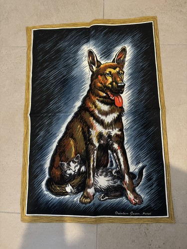 Torchon vintage ancien chien - torchon,