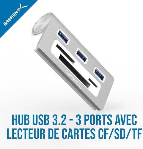Hub usb sabrent aluminium - hub, 3.2