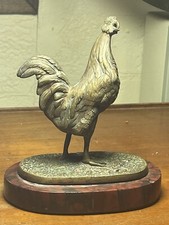 Statuette Coq En Bronze Massif Époque Napoleon 3 Socle Marbre Griotte