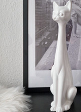 Chat en céramique long cou - figure vintage sculpture décorative années 50 60 70
