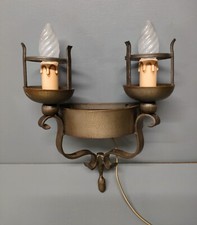 Applique murale - Minimalisme - Fer forgé poli - 2 feux - Années 60