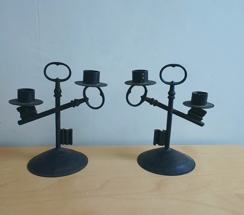 Paire bougeoirs vintage en - bougeoirs,