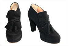 ATELIER VOISIN  Escarpins à Pampilles Velours Noir Doublés Cuir T 37 TTBE