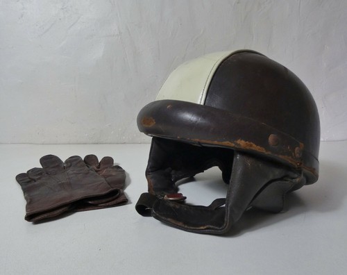 Casque moto bol cuir - , vintage