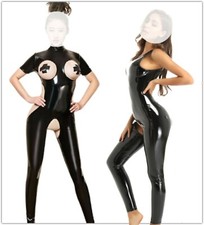 Women Latex Catsuit Body Club Déguisement sans Entrejambe Pieds Combinaison Pour