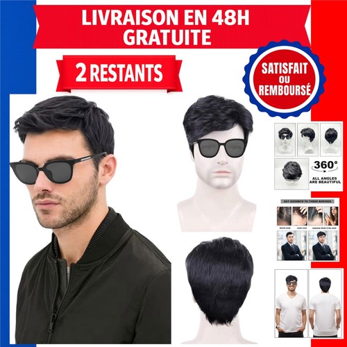Noir courte perruque pour - noir,